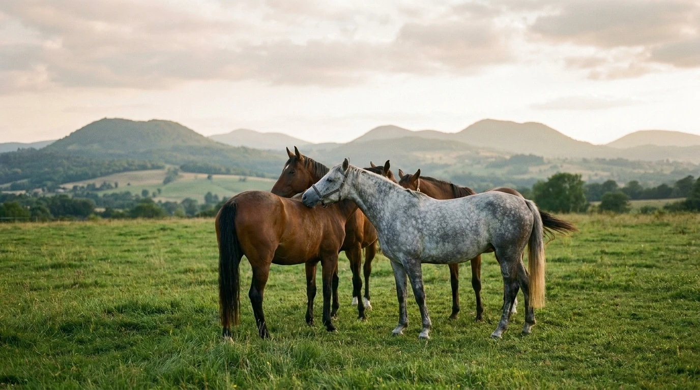 Les chevaux du Centre équestre les KATBALOUS en liberté, Puy-de-Dôme